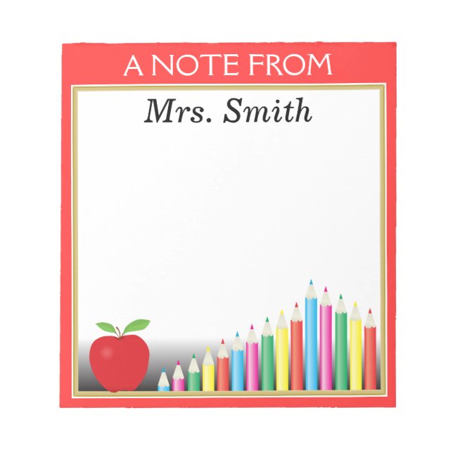 Chalkboard & Coloured Pencils A Note From Teacher (Front)