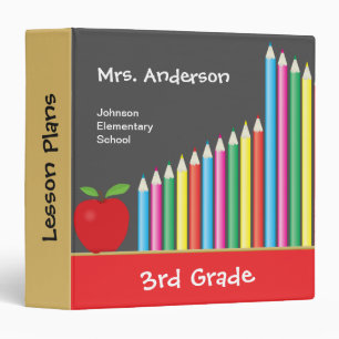 Chalkboard & Coloured Pencils Personalized Teacher Binder