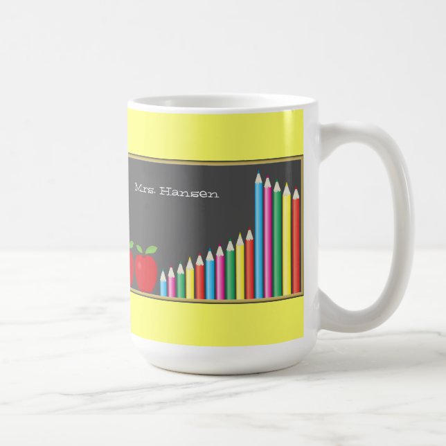 Chalkboard & Coloured Pencils Teacher Coffee Mug (Right)