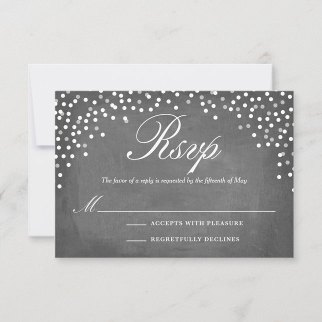 Chalkboard Confetti Dots RSVP (Front)