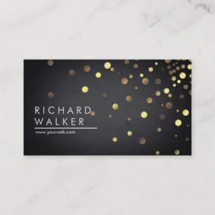 Chalkboard Confetti Gold Dots Professional Elegant Business Card