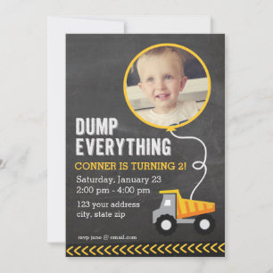 Chalkboard Construction Party Invitation