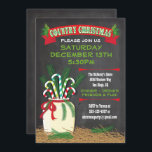 Chalkboard Country western Christmas Party Invite<br><div class="desc">Chalkboard Country or western Christmas Party invitations. Super cute Christmas Party Invitations with a big crock of candy canes and garland branches resting on a bale of straw or hay. all on a chalkboard background with fun typography. Hand drawn illustration by McBooboo. Great for any occasion that involves a country...</div>