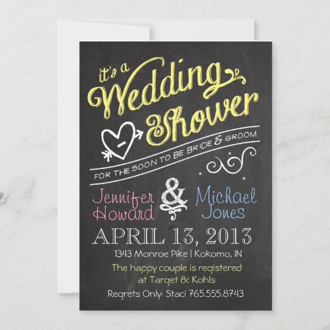 Chalkboard Couples Wedding Shower Invitation (Front)
