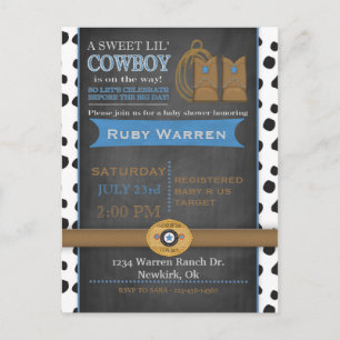 Chalkboard Cowboy Baby Shower Invitation Postcard