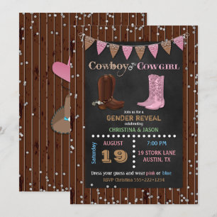 Chalkboard Cowboy or Cowgirl Western Gender Reveal Invitation