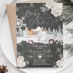 Chalkboard Creamy White Truck Baby Shower  Invitation<br><div class="desc">Chalkboard Creamy White Snowflake Floral Truck Baby Shower invitation</div>