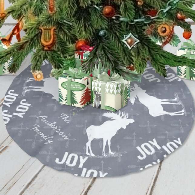 Chalkboard Crossed Arrow Moose Christmas Brushed Polyester Tree Skirt (Creator Uploaded)