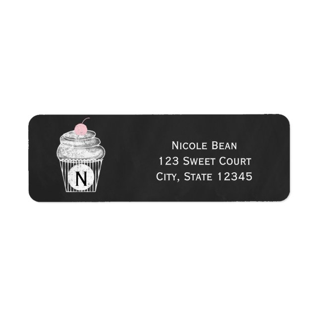 Chalkboard Cupcake Birthday Address Labels (Front)