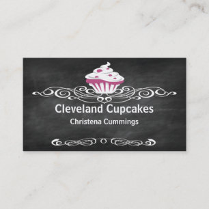 Chalkboard Cupcakes Business Card (Pink)