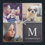 Chalkboard Custom Family Photos Collage Square Wall Clock<br><div class="desc">Personalize this wall clock with their treasured photos of family,  baby,  pets and update the family name. Enjoy the compliments in giving such a thoughtful gift.</div>