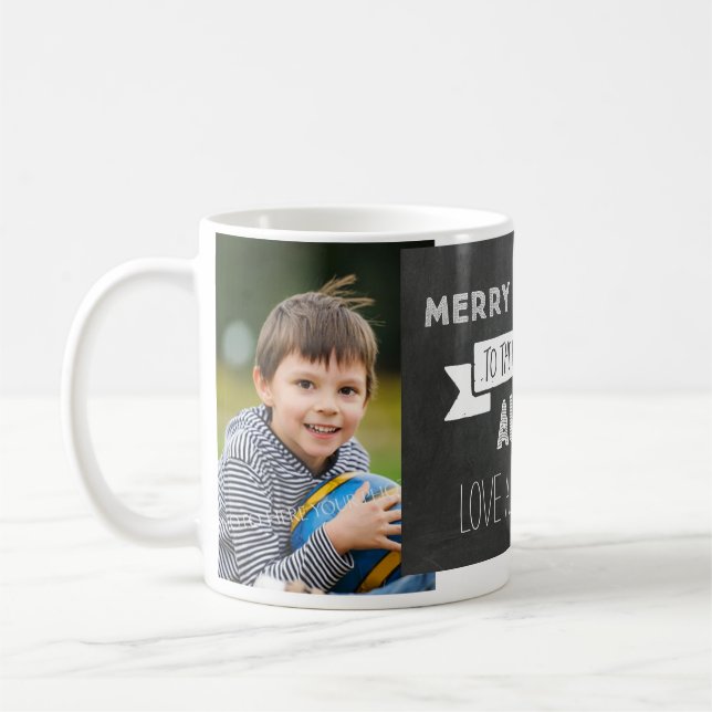 Chalkboard Custom Photo Best Aunt Christmas Mug (Left)