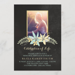 Chalkboard & Custom Photo   Celebration of Life Invitation