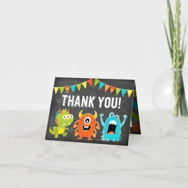 Chalkboard Cute Little Monsters Thank You (Front)