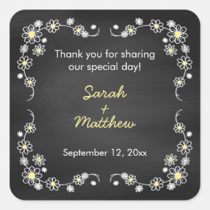 Chalkboard Daisies Wedding Favour Stickers