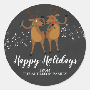 Chalkboard  Dancing Reindeer Christmas Sticker