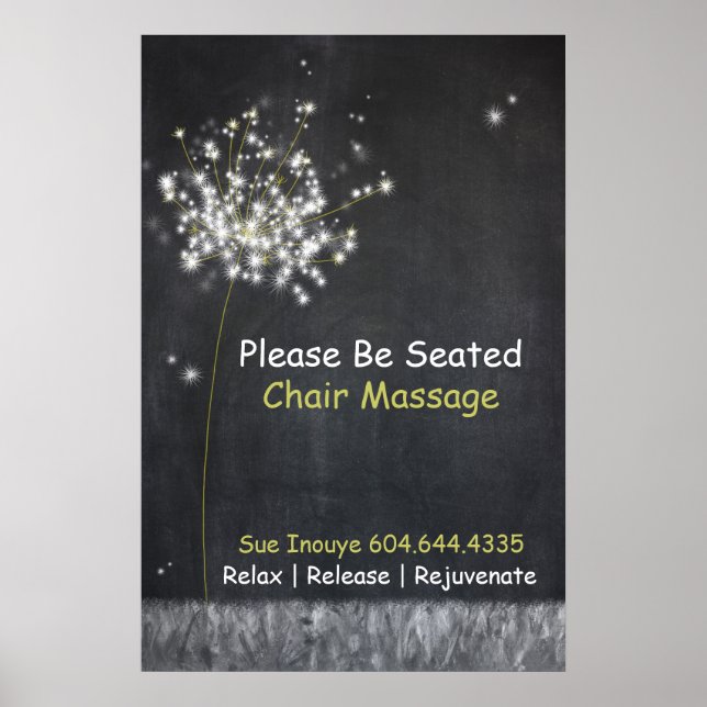 Chalkboard Dandelion Customizable Business Poster (Front)