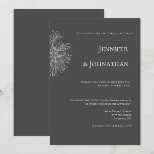 Chalkboard dandelion mariage moderne invitations