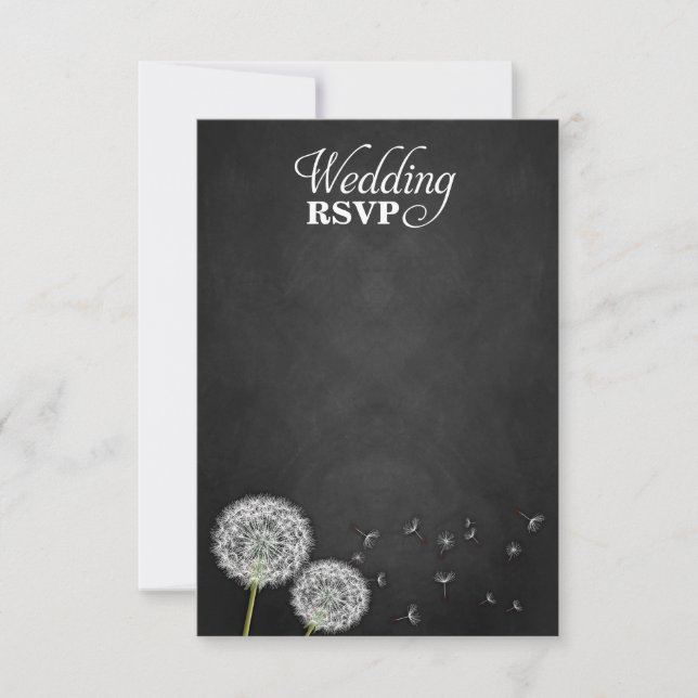 Chalkboard Dandelion Vintage Wedding RSVP Cards (Front)