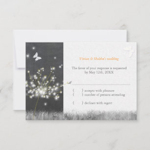 Chalkboard Dandelion Wedding RSVP Card