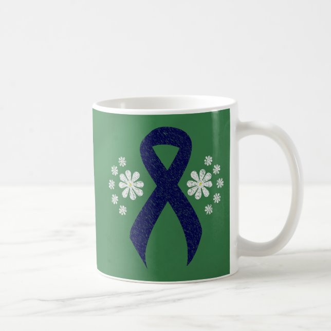 Chalkboard Dark Blue Ribbon Coffee Mug (Right)