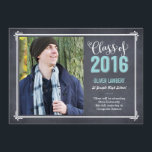 Chalkboard Delight Graduation Announcement Blue<br><div class="desc">Modern and stylish graduation announcement/invitation from Berry Berry Sweet Designs. Visit our showroom at WWW.BERRYBERRYSWEET.COM for more stylish stationery designs.</div>