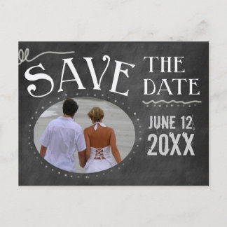 chalkboard design save the date announcement postcard