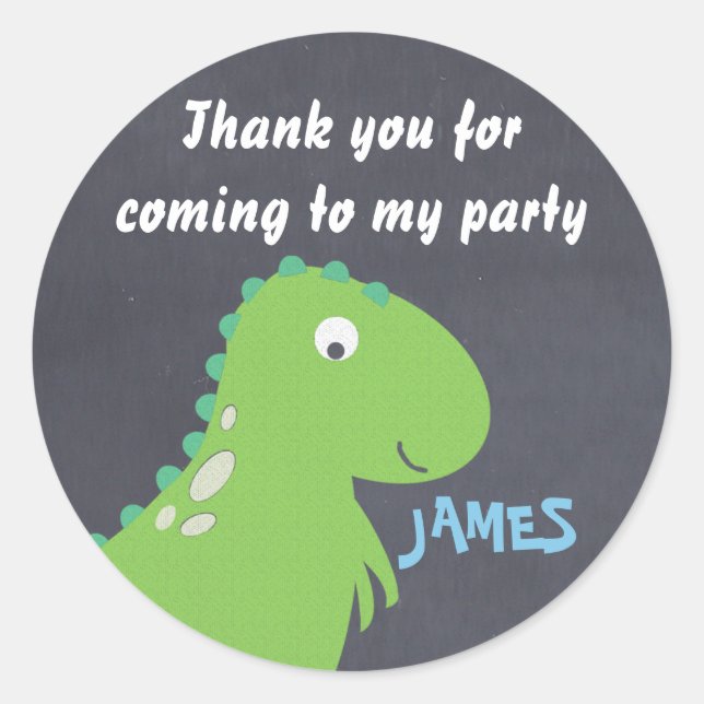 Chalkboard Dinosaur Birthday party Sticker (Front)