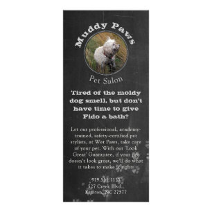Chalkboard Dog Grooming Services Rack Card