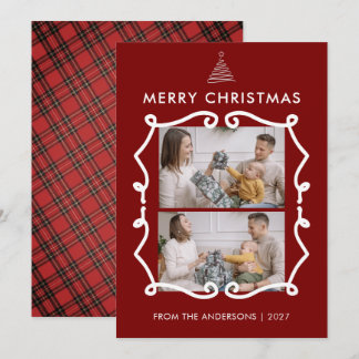 Chalkboard Doodle Frame Family Christmas Photo Holiday Card
