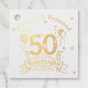 Chalkboard Doodles 50th Anniversary Personalized Favour Tags