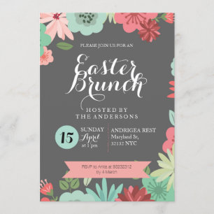 Chalkboard Easter Brunch Egghunt Invitation
