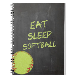 Chalkboard Eat Sleep Softball Notebook
