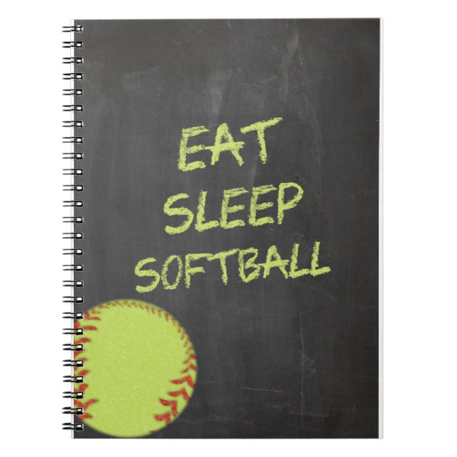 Chalkboard Eat Sleep Softball Notebook (Front)