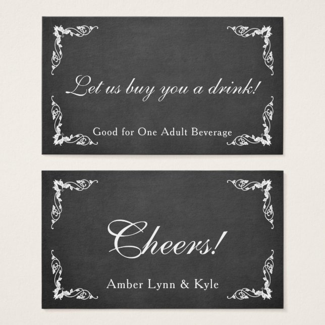 Chalkboard, Editable Text & Script, Drink Tickets (Front & Back)
