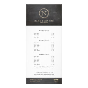 Chalkboard Elegant Chic Cream Ivory Leaf Monogram Rack Card