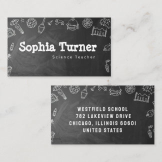 Chalkboard Elementary School Teacher Classroom Business Card