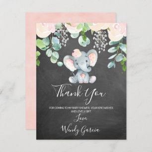 Chalkboard Elephant Baby Shower Thank You Card