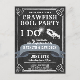 Chalkboard Engagement Crawfish Boil Invitation Postcard