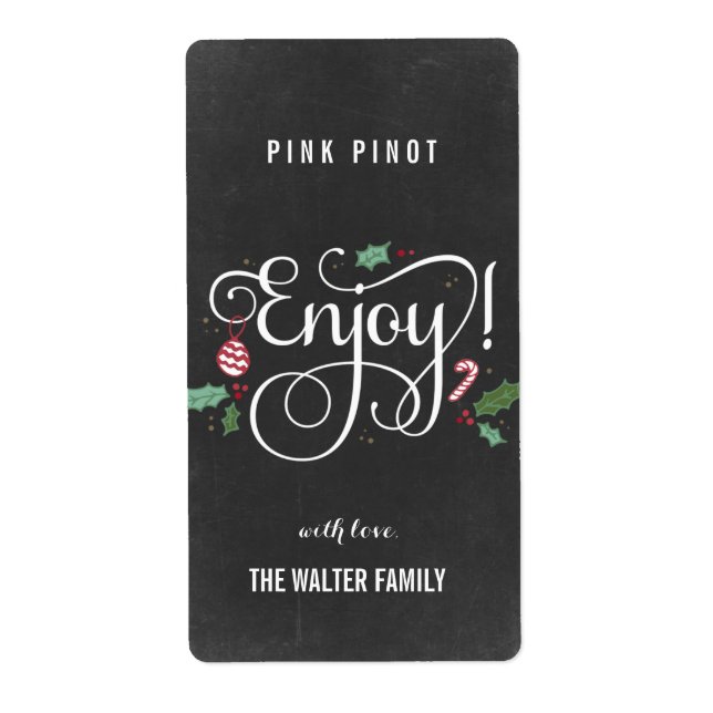 Chalkboard Enjoy Christmas Wine Bottle Labels (Front)