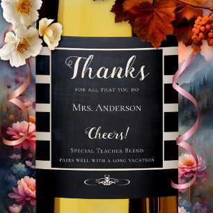 Chalkboard Enseignant Merci Vin Étiquette