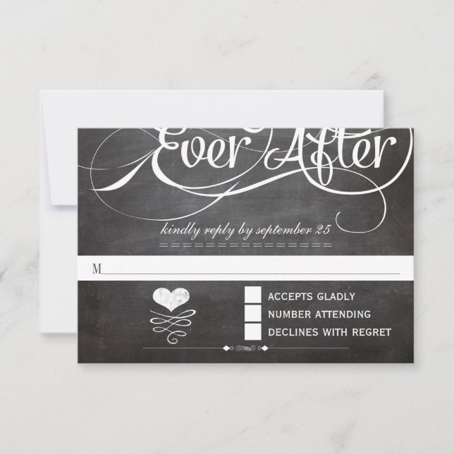 Chalkboard Ever After Initials Typography RSVP (Front)