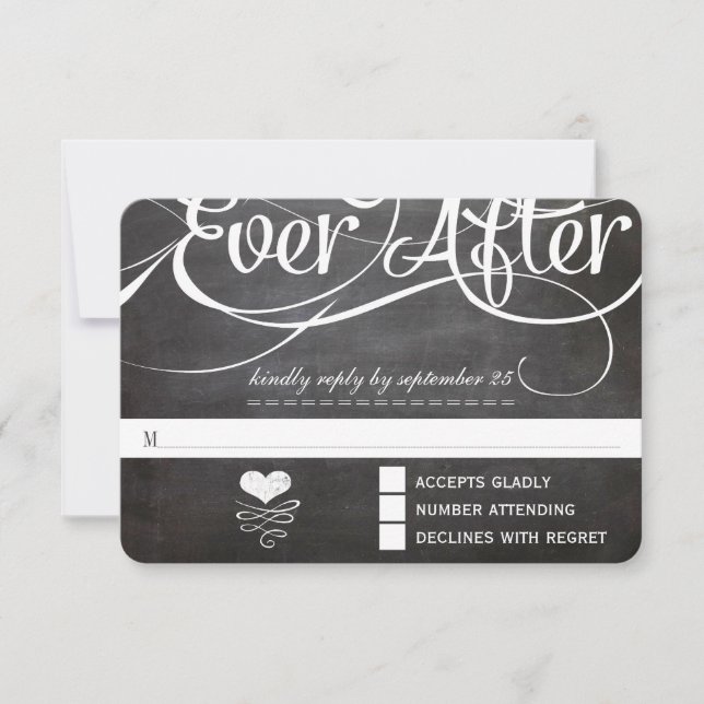 Chalkboard Ever After Initials Typography RSVP Card (Front)
