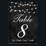 Chalkboard Fairy Lights & Hearts Party Table 8 Number<br><div class="desc">Share the joy with this beautiful & magical fairy lights with sweet looking hearts design & get your lovely guests to Eat,  Drink,  Love & Laugh! Great as a highlight for your party! ❤❤</div>