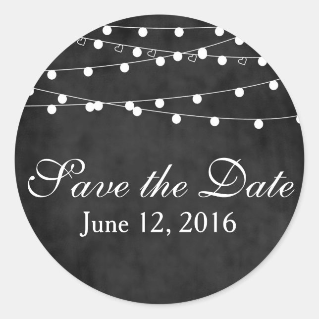 Chalkboard Fairy Lights & Hearts Sticker (Front)