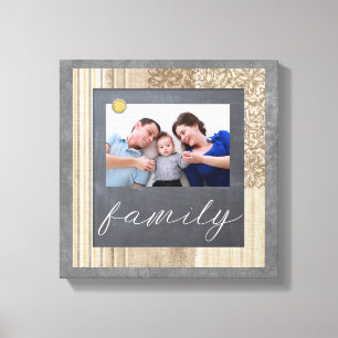 Chalkboard Family Photo Canvas Print