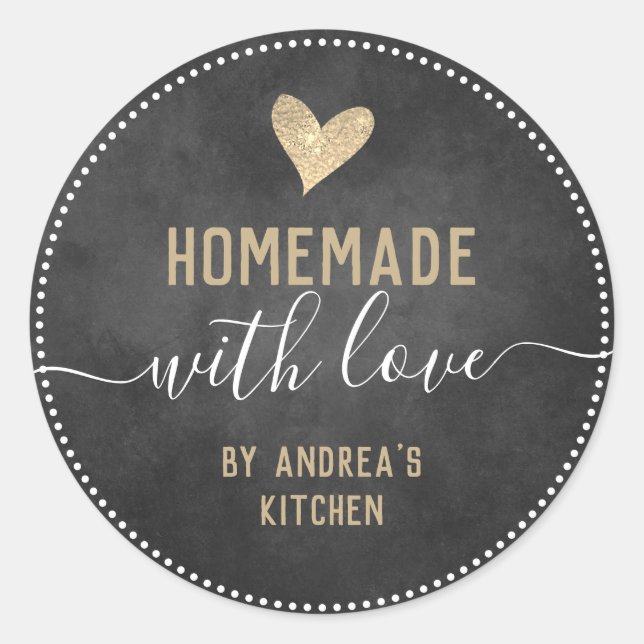 Chalkboard Fancy Script Homemade Food Items Classi Classic Round Sticker (Front)