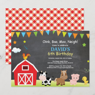 Chalkboard Farm Anniversaire Invitation Barnyard P