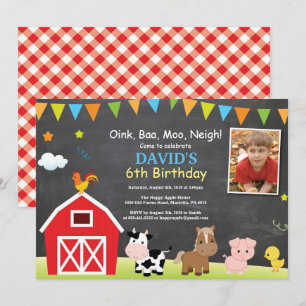 Chalkboard Farm Anniversaire Invitation Barnyard P