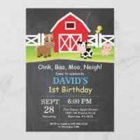 Chalkboard Farm Anniversaire Invitation Barnyard P